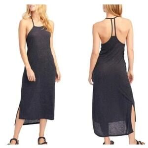Free People FP Beach Women's Orchid Ribbed Midi Dress Racerback Black Size M